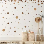 Wandsticker 4 Teile Boho Braunes Punktmuster – Stilvolle Wanddekoration im Boho Design