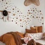 Wandsticker 4 Teile Boho Braunes Punktmuster – Stilvolle Wanddekoration im Boho Design