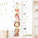 Wandsticker Einhorn Tierskala zur Höhenmessung – Löwe, Bär und Hase für Kinderzimmer