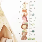 Wandsticker Einhorn Tierskala zur Höhenmessung – Löwe, Bär und Hase für Kinderzimmer