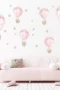 Wandsticker Pinkes schlafendes Baby-Elefant mit Heißluftballon und Sternen – Niedliche Deko für Kinderzimmer