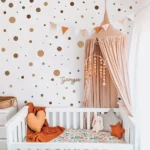 Wandsticker 4 Teile Boho Braunes Punktmuster – Stilvolle Wanddekoration im Boho Design
