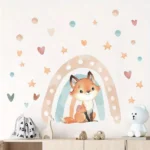 Wandsticker Fuchs mit Herzen, Sternen und Regenbogen – Niedliche Dekoration für Kinderzimmer