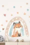 Wandsticker Fuchs mit Herzen, Sternen und Regenbogen – Niedliche Dekoration für Kinderzimmer