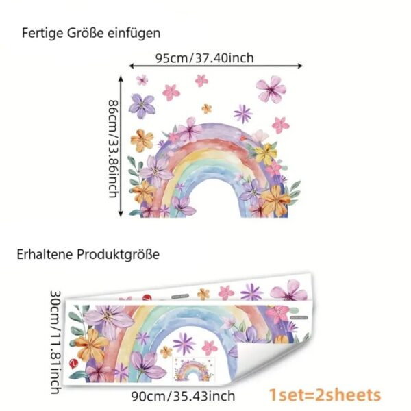 Handgemalte Regenbogen-Blumen Wandsticker – Selbstklebende Wandtattoos für Wohnzimmer, Schlafzimmer & Kinderzimmer. - Image 3