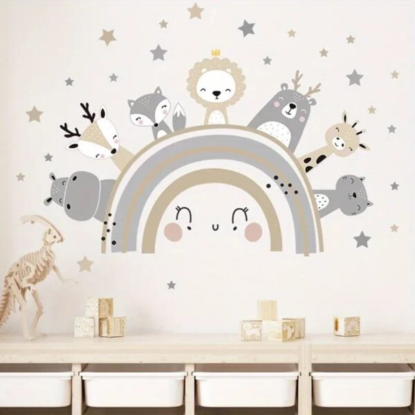 Tiere & Regenbogen Wandsticker – Niedliche, Selbstklebende Dekoration für Kinderzimmer, Babyzimmer & Spielzimmer. - Image 5