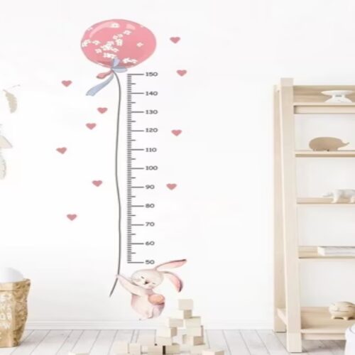 Wandsticker Dekoration 2 Teile – Kaninchen Ballon Höhenmessung Ruler für Kinderzimmer