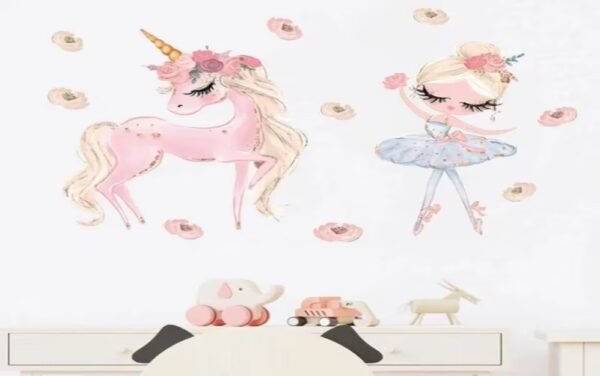 Wandsticker Pink Einhorn für Mädchenzimmer – Tanzendes Pferd Wandaufkleber - Image 3