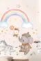 Wandsticker Cartoon Tier Fantasy Regenbogen mit Herzen, Sternen und Zebra – Bunte Wanddekoration für Kinderzimmer