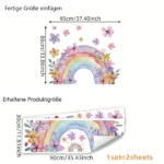 Handgemalte Regenbogen-Blumen Wandsticker – Selbstklebende Wandtattoos für Wohnzimmer, Schlafzimmer & Kinderzimmer.