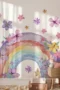 Handgemalte Regenbogen-Blumen Wandsticker – Selbstklebende Wandtattoos für Wohnzimmer, Schlafzimmer & Kinderzimmer.