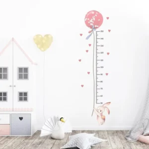 Wandsticker Dekoration 2 Teile – Kaninchen Ballon Höhenmessung Ruler für Kinderzimmer