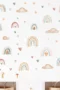 Wandsticker Regenbogen mit Wolken, Sternen und Herzen – Bunte Wanddekoration für Kinderzimmer