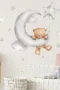 Adorable Bär & Wolken Cartoon Wandaufkleber - Einfaches Abziehen und Aufkleben für Schlafzimmer und Wohnraum Dekoration