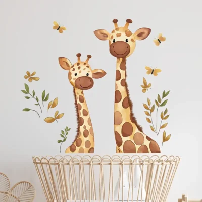Zwei Giraffen Wandsticker für Wanddekoration, Zimmer Dekoration, Wohnzimmer Dekoration, Kinderzimmer Wandaufkleber, Dekoration für Kinderzimmer
