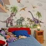 2er Set kreative Dinosaurier Wandaufkleber für Schlafzimmer, Wohnzimmer, Flur, Eingang, Kinderzimmer, Selbstklebende Dekoration, Dinosaurier Wandtattoo, Wandsticker für Kinder, Wanddeko