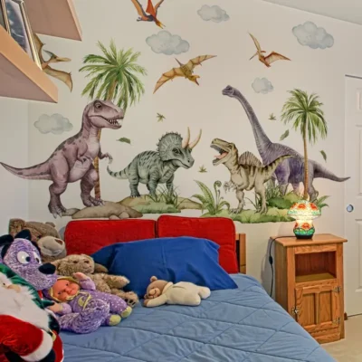 2er Set kreative Dinosaurier Wandaufkleber für Schlafzimmer, Wohnzimmer, Flur, Eingang, Kinderzimmer, Selbstklebende Dekoration, Dinosaurier Wandtattoo, Wandsticker für Kinder, Wanddeko