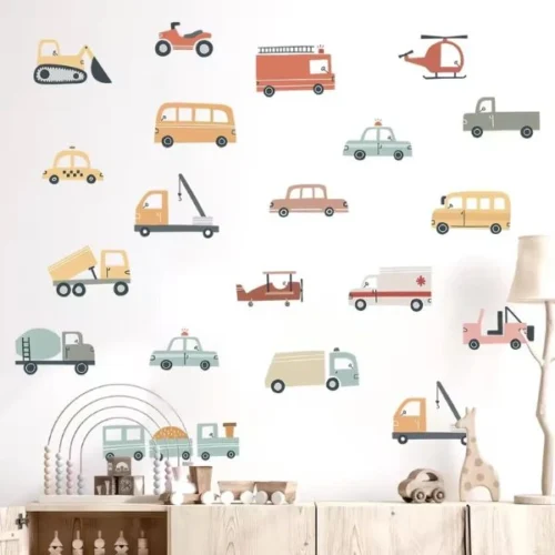 1Pc Cartoon Auto Bau Lkw Wandaufkleber, Kinderzimmer Dekor, Baby Schlafzimmer Wandtattoos