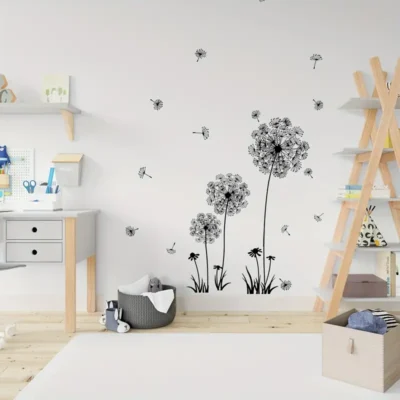 Dandelion Wandtattoo – Selbstklebendes Blumenaufkleber für Wohnzimmer, Schlafzimmer und Kinderzimmer Dekoration