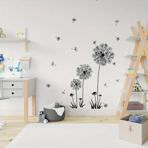 Dandelion Wandtattoo – Selbstklebendes Blumenaufkleber für Wohnzimmer, Schlafzimmer und Kinderzimmer Dekoration