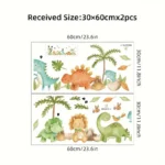 2 Stück BRUP Dinosaurier & Üppige Blätter Wandaufkleber – Bunte, Selbstklebende & Abnehmbare PVC Aufkleber für Schlafzimmer, Wohnzimmer, Eingangsbereich – Klassisches Tiermotiv für die Heimdekoration, Raumakzentstücke - Image 3