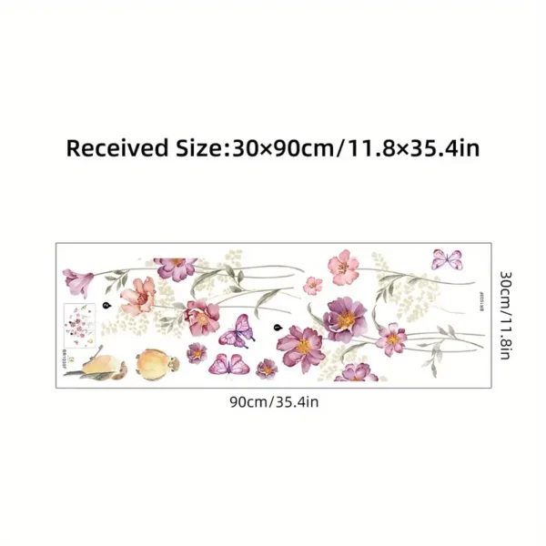 Moderne Blumen Wandaufkleber mit Schmetterling- und Vogel-Muster - Selbstklebende Dekor für Schlafzimmer, Wohnzimmer und Flur - Image 3