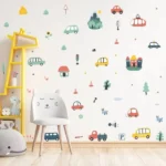 Süße Cartoon Baustellenlaster Wandaufkleber für Wohnzimmer, Babyzimmer, Kinderzimmer und Schlafzimmer Dekoration