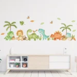2 Stück BRUP Dinosaurier & Üppige Blätter Wandaufkleber – Bunte, Selbstklebende & Abnehmbare PVC Aufkleber für Schlafzimmer, Wohnzimmer, Eingangsbereich – Klassisches Tiermotiv für die Heimdekoration, Raumakzentstücke - Image 6