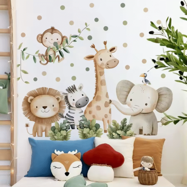 Cartoon Dschungeltiere Wandaufkleber - Abnehmbare Dekoration für Kinderzimmer, Wandkunst für das Kinderzimmer und das Babyzimmer - Image 3