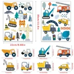 5 Blatt Baustellen-Warnfahrzeug Wandaufkleber – Große Lastwagen, Traktoren, Bagger, Dekoration für Schlafzimmer, Klassenzimmer, Kinderzimmer, Geburtstagsgeschenk, Spielzimmer