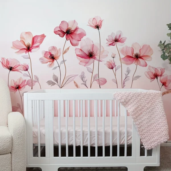 Moderne Wandsticker mit großem, lebendigem Blumenmotiv in Pink – Leicht anzubringen, ideal für Schlafzimmer, Wohnzimmer, Sofa oder Eingangsbereich | Zeitgemäße Dekoration für Zuhause | Blickfang für Flur & Wohnräume – Einfache Anwendung - Image 5