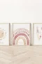 3-teiliges Set Boho Wandkunst für Kinderzimmer, bestehend aus Sonnen-, Regenbogen- und LOVE Kunstdrucken, moderne Leinwanddekoration für Mädchenzimmer, Kindergartenwandbilder
