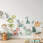 1 Dinosaurier Wandaufkleber für Schlafzimmer, Flur, Wohnzimmer & Veranda – Selbstklebende Wanddekoration für Wohnzimmer, Büro, Hintergrundwand & Heimdekoration | Glänzende Wandkunst im Dinosaurier-Thema