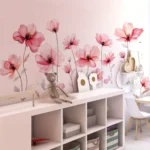 Moderne Wandsticker mit großem, lebendigem Blumenmotiv in Pink – Leicht anzubringen, ideal für Schlafzimmer, Wohnzimmer, Sofa oder Eingangsbereich | Zeitgemäße Dekoration für Zuhause | Blickfang für Flur & Wohnräume – Einfache Anwendung