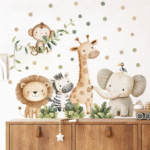 Cartoon Dschungeltiere Wandaufkleber - Abnehmbare Dekoration für Kinderzimmer, Wandkunst für das Kinderzimmer und das Babyzimmer