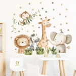 Cartoon Dschungeltiere Wandaufkleber - Abnehmbare Dekoration für Kinderzimmer, Wandkunst für das Kinderzimmer und das Babyzimmer
