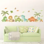 2 Stück BRUP Dinosaurier & Üppige Blätter Wandaufkleber – Bunte, Selbstklebende & Abnehmbare PVC Aufkleber für Schlafzimmer, Wohnzimmer, Eingangsbereich – Klassisches Tiermotiv für die Heimdekoration, Raumakzentstücke - Image 5