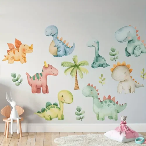 1 Dinosaurier Wandaufkleber für Schlafzimmer, Flur, Wohnzimmer & Veranda – Selbstklebende Wanddekoration für Wohnzimmer, Büro, Hintergrundwand & Heimdekoration | Glänzende Wandkunst im Dinosaurier-Thema