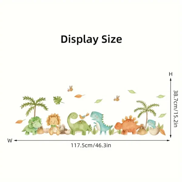 2 Stück BRUP Dinosaurier & Üppige Blätter Wandaufkleber – Bunte, Selbstklebende & Abnehmbare PVC Aufkleber für Schlafzimmer, Wohnzimmer, Eingangsbereich – Klassisches Tiermotiv für die Heimdekoration, Raumakzentstücke - Image 2