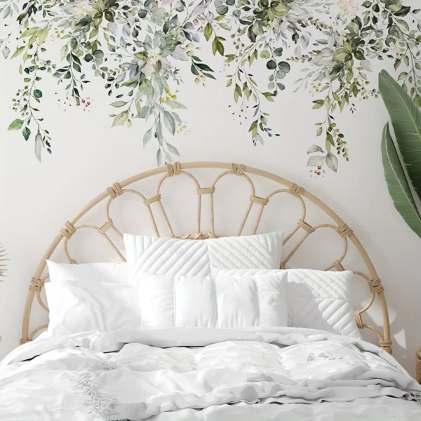2 Stück Wandsticker mit eleganten grünen Blättern & floralen Motiven (59,94 x 29,97 cm) – Selbstklebend, wasserfest & leicht anzubringen | Natur-inspirierte Pflanzendeko für Schlafzimmer, Wohnzimmer & Hintergrundgestaltung – Wanddekoration für Zuhause - Image 5