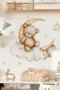 1 Stück 'Good Night' Teddy Bär & Halbmond Wandaufkleber - Verspieltes Wolken & Stern Design, Modisches Tierdruck Wandbild für Schlafzimmer Dekoration, Bär Dekoration für Zuhause