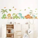 2 Stück BRUP Dinosaurier & Üppige Blätter Wandaufkleber – Bunte, Selbstklebende & Abnehmbare PVC Aufkleber für Schlafzimmer, Wohnzimmer, Eingangsbereich – Klassisches Tiermotiv für die Heimdekoration, Raumakzentstücke - Image 4