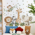 Cartoon Dschungeltiere Wandaufkleber - Abnehmbare Dekoration für Kinderzimmer, Wandkunst für das Kinderzimmer und das Babyzimmer