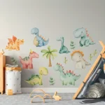 1 Dinosaurier Wandaufkleber für Schlafzimmer, Flur, Wohnzimmer & Veranda – Selbstklebende Wanddekoration für Wohnzimmer, Büro, Hintergrundwand & Heimdekoration | Glänzende Wandkunst im Dinosaurier-Thema