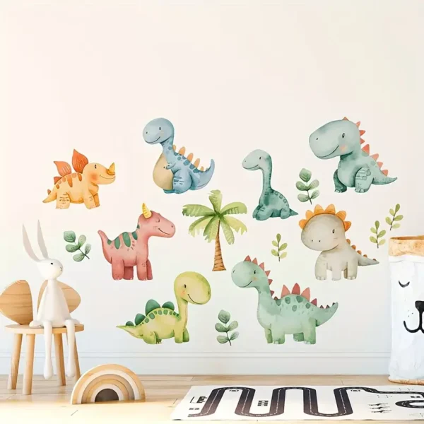 1 Dinosaurier Wandaufkleber für Schlafzimmer, Flur, Wohnzimmer & Veranda – Selbstklebende Wanddekoration für Wohnzimmer, Büro, Hintergrundwand & Heimdekoration | Glänzende Wandkunst im Dinosaurier-Thema - Image 5