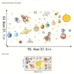 1 Stück Weltraum-Erkundungsaufkleber – Vinyl, Klassisches Cartoon-Design mit Raketen, Planeten & Astronauten, Ideal für Schlafzimmer, Wohnzimmer oder Studierzimmer Dekoration, Multi-Oberflächenanwendung, Weltraumzimmer Dekor