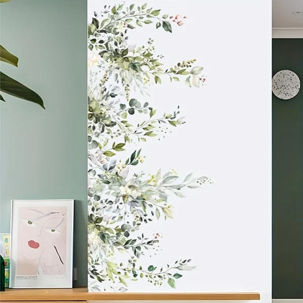 2 Stück Wandsticker mit eleganten grünen Blättern & floralen Motiven (59,94 x 29,97 cm) – Selbstklebend, wasserfest & leicht anzubringen | Natur-inspirierte Pflanzendeko für Schlafzimmer, Wohnzimmer & Hintergrundgestaltung – Wanddekoration für Zuhause - Image 3