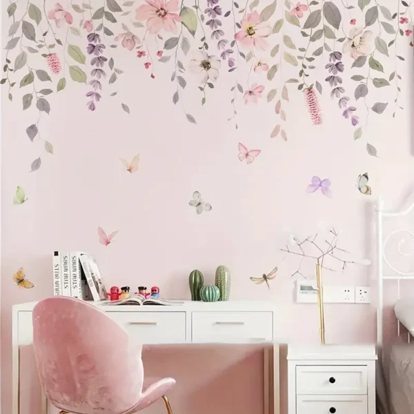 2er Set BRUP Moderne Blumen- & Schmetterling Wandaufkleber - Abnehmbar Selbstklebende Dekor für Glasoberflächen, Halbmatter Finish - Image 3