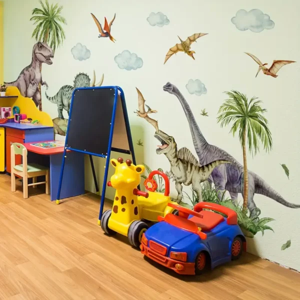 2er Set kreative Dinosaurier Wandaufkleber für Schlafzimmer, Wohnzimmer, Flur, Eingang, Kinderzimmer, Selbstklebende Dekoration, Dinosaurier Wandtattoo, Wandsticker für Kinder, Wanddeko - Image 6
