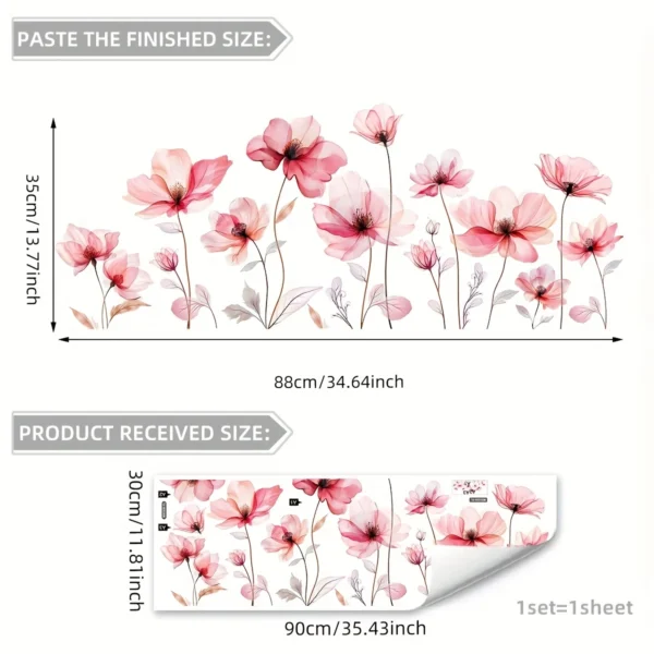 Moderne Wandsticker mit großem, lebendigem Blumenmotiv in Pink – Leicht anzubringen, ideal für Schlafzimmer, Wohnzimmer, Sofa oder Eingangsbereich | Zeitgemäße Dekoration für Zuhause | Blickfang für Flur & Wohnräume – Einfache Anwendung - Image 6